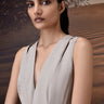 Sleeveless Warm Beige Poly Woollen Midi Dress - Genes Online Store