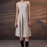 Sleeveless Warm Beige Poly Woollen Midi Dress - Genes Online Store