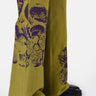Slim Fit Boot Cut Linen Herringbone Trouser with Orchid Print Bright olive