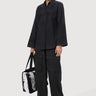 Slim Fit Button Up Shirt With Bell Sleeves And Tone On Tone Floral Thread Embroidery - Genes Lecoanet Hemant