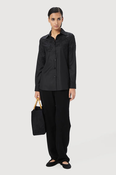 Slim Fit Button-Up Shirt with Delicate Beads Embroidery Placement - Genes Lecoanet Hemant