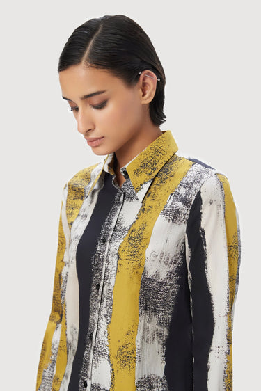 Slim Fit Button-Up Shirt with Large Stripes Print - Genes Lecoanet Hemant