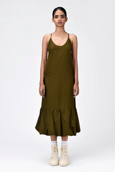 Slim Fit Dress with Strap Back-Khaki - Genes Lecoanet Hemant