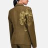 Slim Fit Linen Herringbone Jacket with Orchid Print Bright Olive