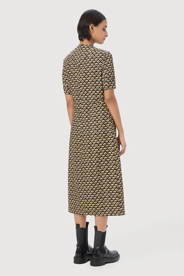 Slim Fit Raised Neck Dress in Scallops Print - Genes Lecoanet Hemant