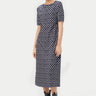 Slim Fit Raised Neck Dress in Scallops Print - Genes Lecoanet Hemant