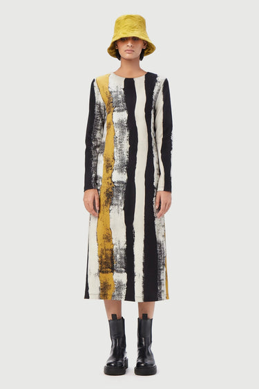 Slim Fit Raised Neck Dress with Artful Dart Placements - Genes Lecoanet Hemant
