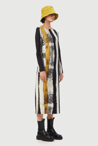 Slim Fit Raised Neck Dress with Artful Dart Placements - Genes Lecoanet Hemant