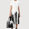 Slim Fit Round Neck Dress with Brush Stroke Print - Genes Lecoanet Hemant