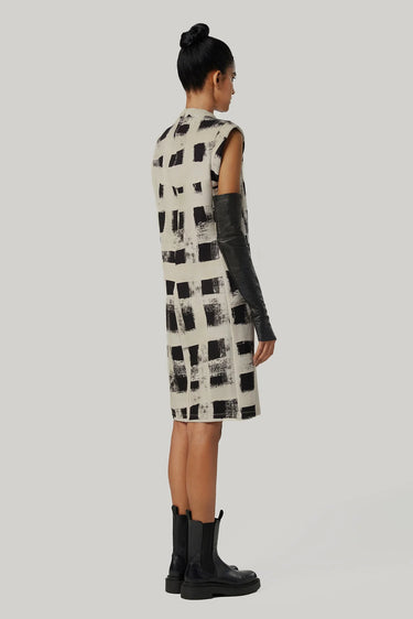 Slim Fit Sleeveless Dress with Eye-catching Large Checks Print - Genes Lecoanet Hemant