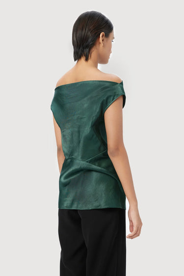Slim Fit Sleeveless Top in Bias with Artful Cut-and-Sew Detail - Genes Lecoanet Hemant