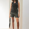 Slim Fit Sleeveless Top with Gather Detail-Black - Genes Lecoanet Hemant