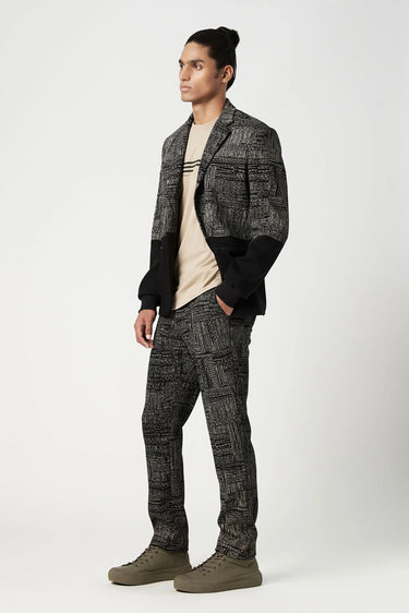 Slim Fit Trousers with All-Over Kantha Print - Genes Lecoanet Hemant