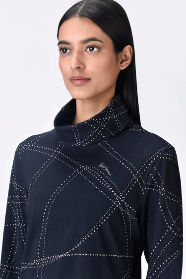 Slim Fit Turtle Neck T-Shirt with Dotted Aurora Print - Genes Lecoanet Hemant