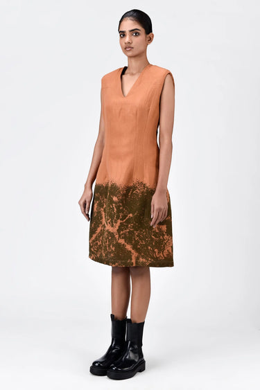 Slim Fit V-Neck Sleeveless Dress with Canopy Print - Genes Lecoanet Hemant