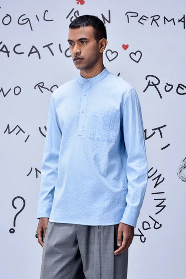 Solid Regular Fit Shirt-Light Blue - Genes Online Store