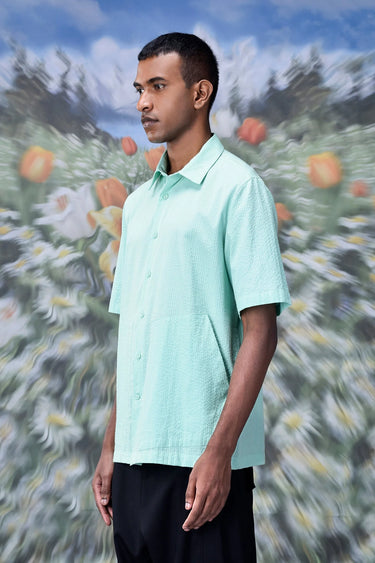Solid Regular Fit Shirt- Nile Green - Genes Online Store