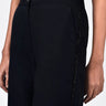 Straight Fit Cotton Poplin Trousers with Bead Embroidered Stripes