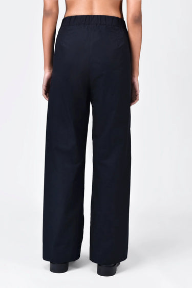 Straight Fit Cotton Poplin Trousers with Bead Embroidered Stripes