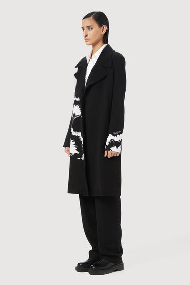 Straight Fit Double Tailored Coat with a Statement Collar and Striking Print - Genes Lecoanet Hemant