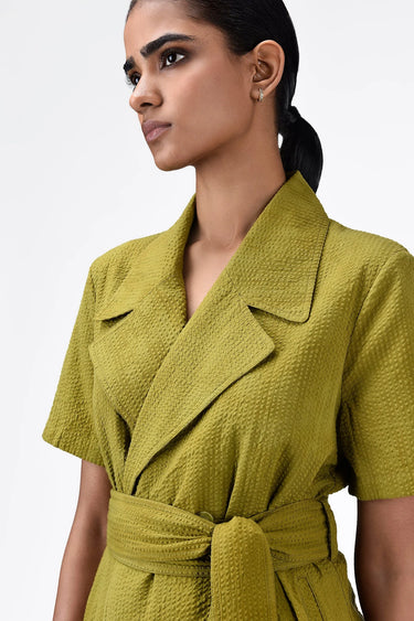 Straight Fit Dress With Tie-Up Waist - Genes Lecoanet Hemant