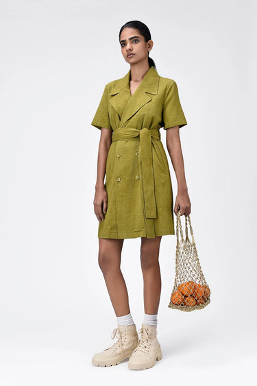 Straight Fit Dress With Tie-Up Waist - Genes Lecoanet Hemant