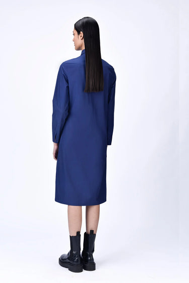 Straight Fit Shirt Dress with Heritage Embroidery - Navy Blue - Genes Lecoanet Hemant