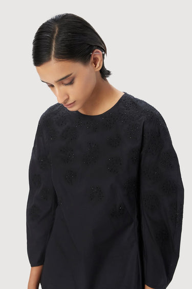 Straight Fit Top with Soft Rounded Sleeves - Genes Lecoanet Hemant