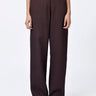 Straight Fit Trousers with Elasticated Back Waistband - Chocolate Brown - Genes Lecoanet Hemant