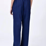 Straight Fit Trousers with Elasticated Back Waistband - Navy Blue - Genes Lecoanet Hemant