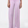 Straight Fit Viscose Satin Trousers with Elastic Waist and Drawstrings