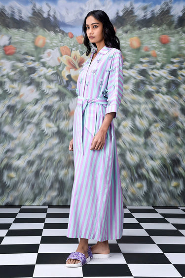 Stripe Kaftaan - Pink Green - Genes Online Store