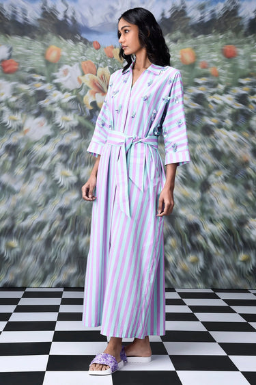 Stripe Kaftaan - Pink Green - Genes Online Store