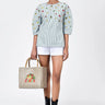 Striped Cotton Top with Puff Sleeves - Genes Lecoanet Hemant