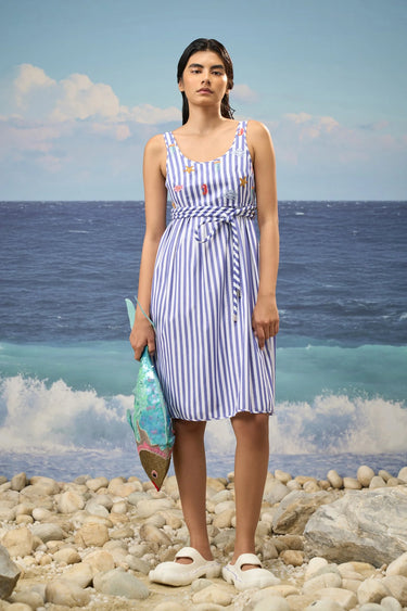 Striped Midi Dress with Relaxed Silhouette