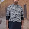 Printed kurta for men with artistic design and structured tailored fit