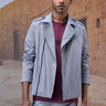 Structured Grey Moto-Collar Jacket - Genes Online Store