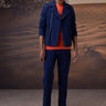 Structured Navy Moto-Collar Jacket - Genes Online Store