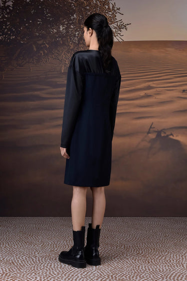 Designer navy shift dress women by Genes Lecoanet Hemant formal wear