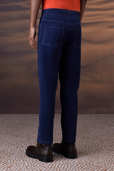 Structured Navy Straight-Leg Trouser - Genes Online Store