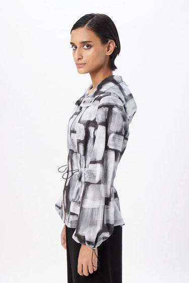 Structured Pleated Shoulder A-Line Jacket -Black - Genes Lecoanet Hemant