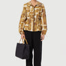 Structured Pleated Shoulder A-Line Jacket -Ochre