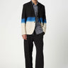 Stylish Two-Button Jacket with Scalloped Printed Lining - Blue - Genes Lecoanet Hemant