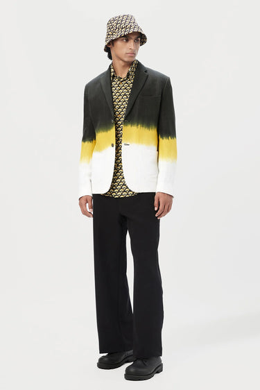 Stylish Two-Button Jacket with Scalloped Printed Lining - Blue - Genes Lecoanet Hemant
