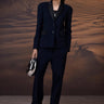 Women Tailored Navy Blazer in Poly Viscose & Satin Formal Wear