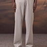 Beige tailored poly wool trousers for men with structured slim fit
