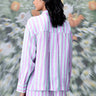 Pink green shirt with tassel sleeves and soft fabric