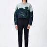 Taupe Banana Crepe Easy Fit Cropped Sweatshirt with UV Print