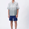 Taupe Easy Fit Cuban Collar Shirt with Cell Degrade Print - Genes Lecoanet Hemant