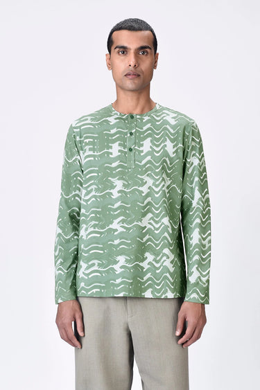 Taupe Regular Fit Full Sleeve T-Shirt - Genes Lecoanet Hemant